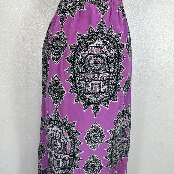 Anthropologie Maeve Dress Women XS Purple Black Silk Chiffon Tank Midi Boho - Picture 13 of 16